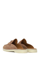 Women's Beige Buckle Suede Leather Slippers | Derimod