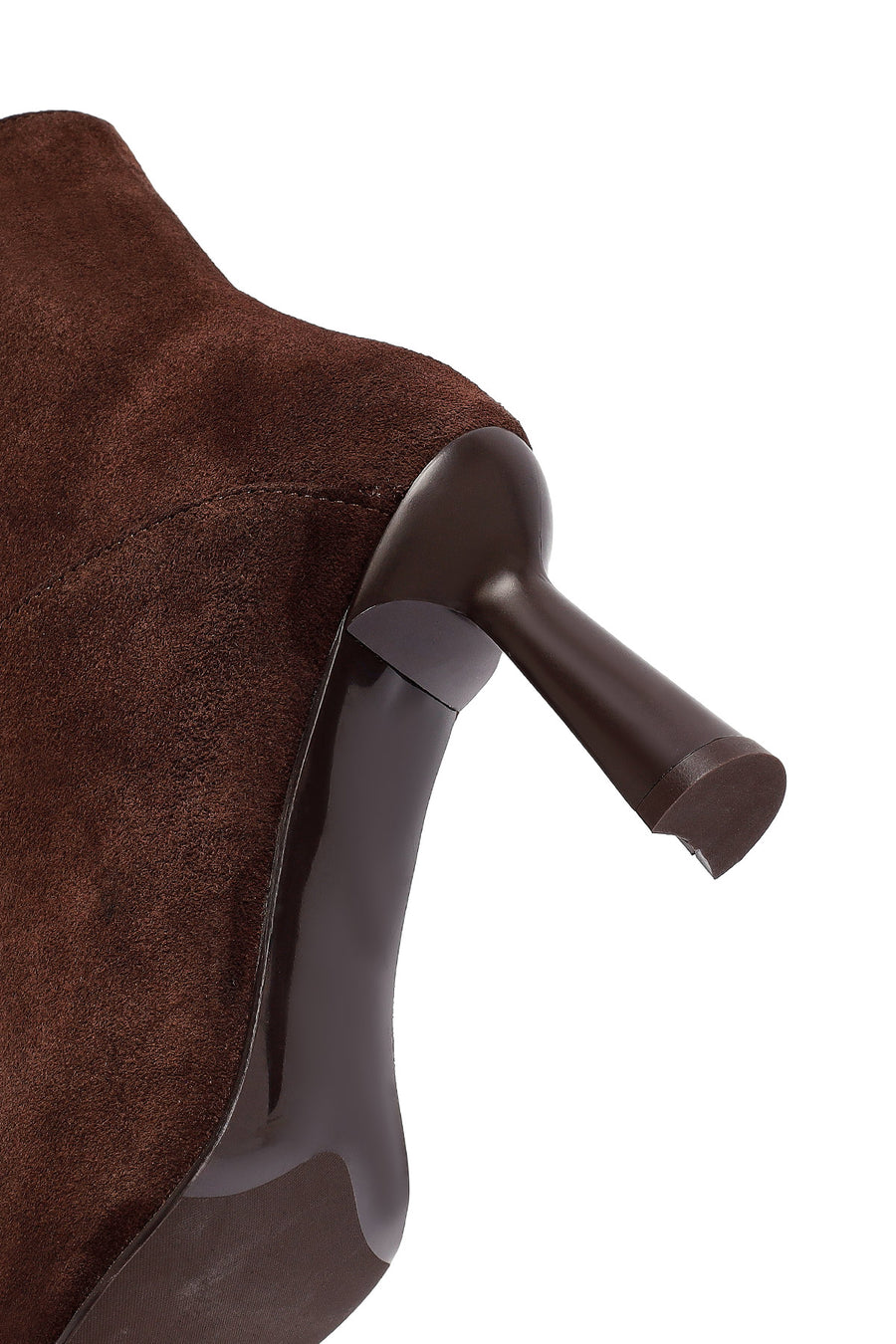 Woman Brown Zip Closure Thin-Heeled Suede Boots