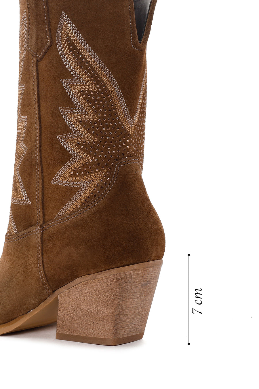 Women's Brown Stone Leather Cowboy Boots