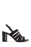 Women's Black Ankle Buckle Thick Heel Sandals | Derimod