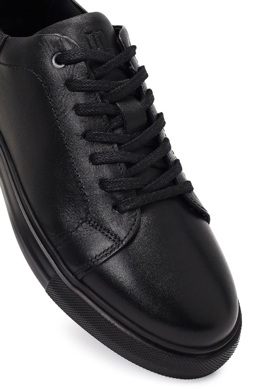 Men's Black Lace Up Leather Sneakers