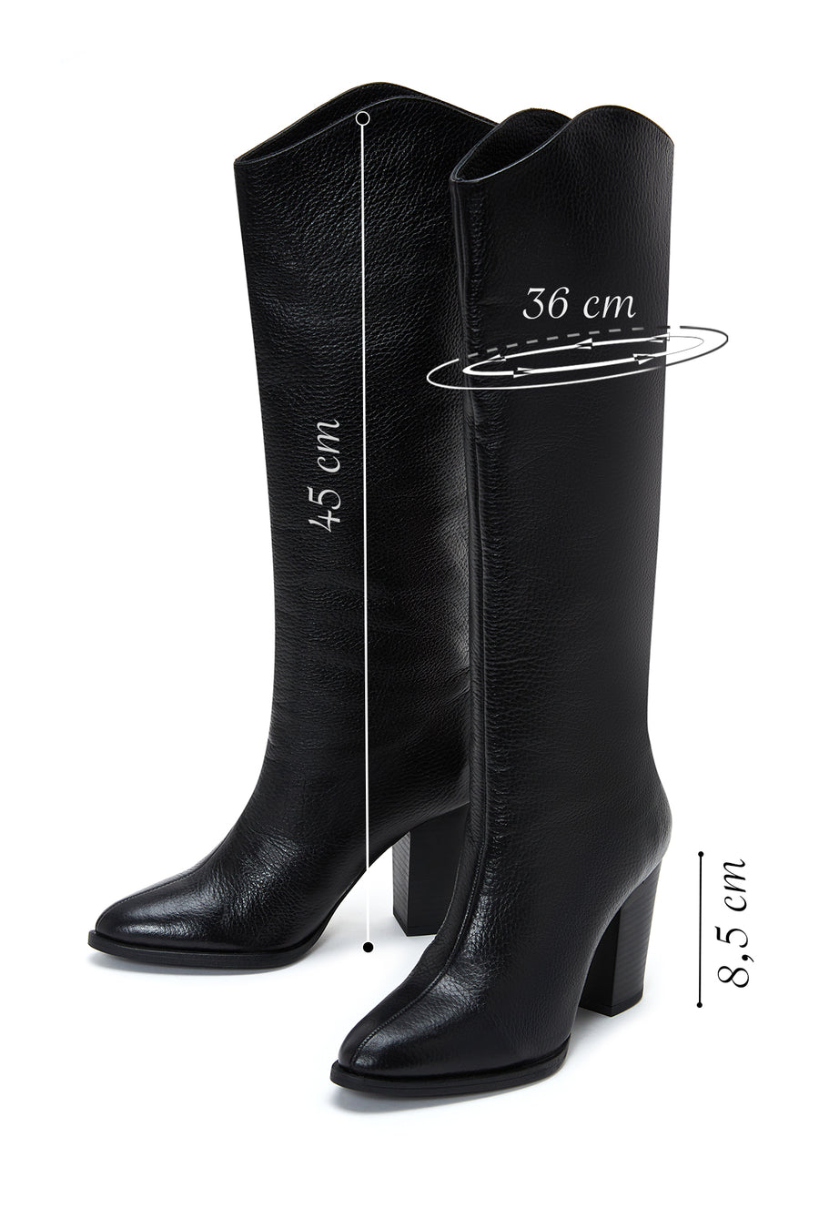 Women's Black Heeled Leather Boots