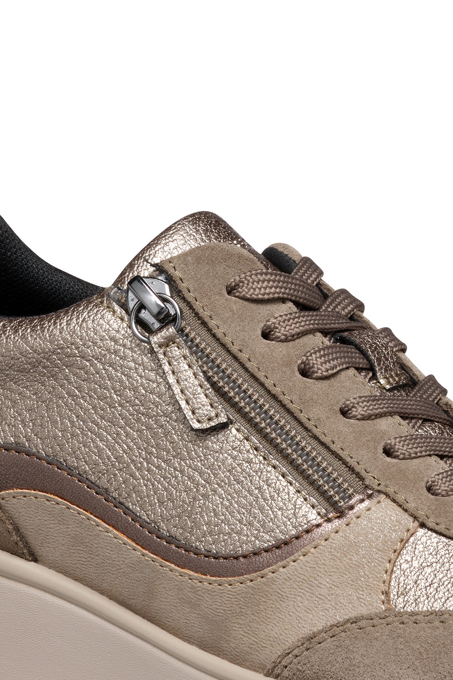 Geox Women's Mink Ilde Taup Lace-Up Thick-Soled Sneaker