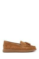 Women's Tan Suede Leather Comfort Loafer | Derimod