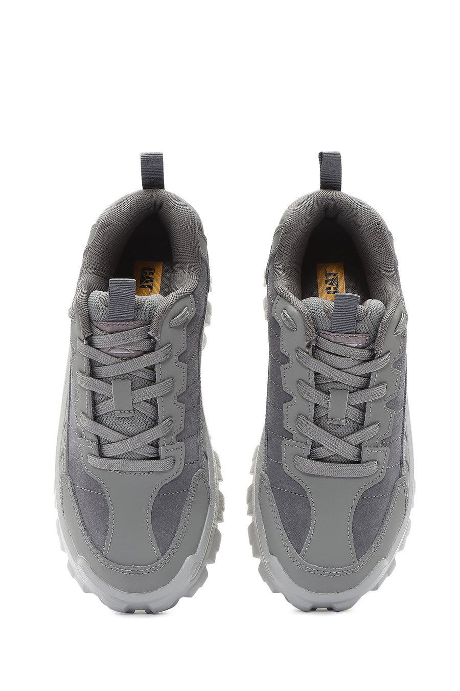 Caterpillar Men's Grey Intruder Essential Lace-Up Chunky Sole Leather Sneaker
