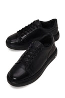 Male Black Lace-Up Thick-Soled Leather Sneaker | Derimod