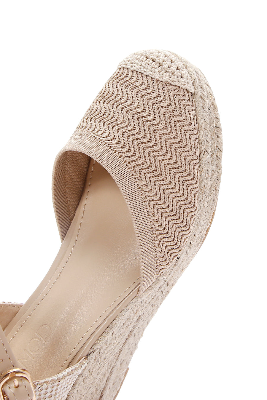 Women's Beige Ankle Strap Wedge Heeled Espadrille