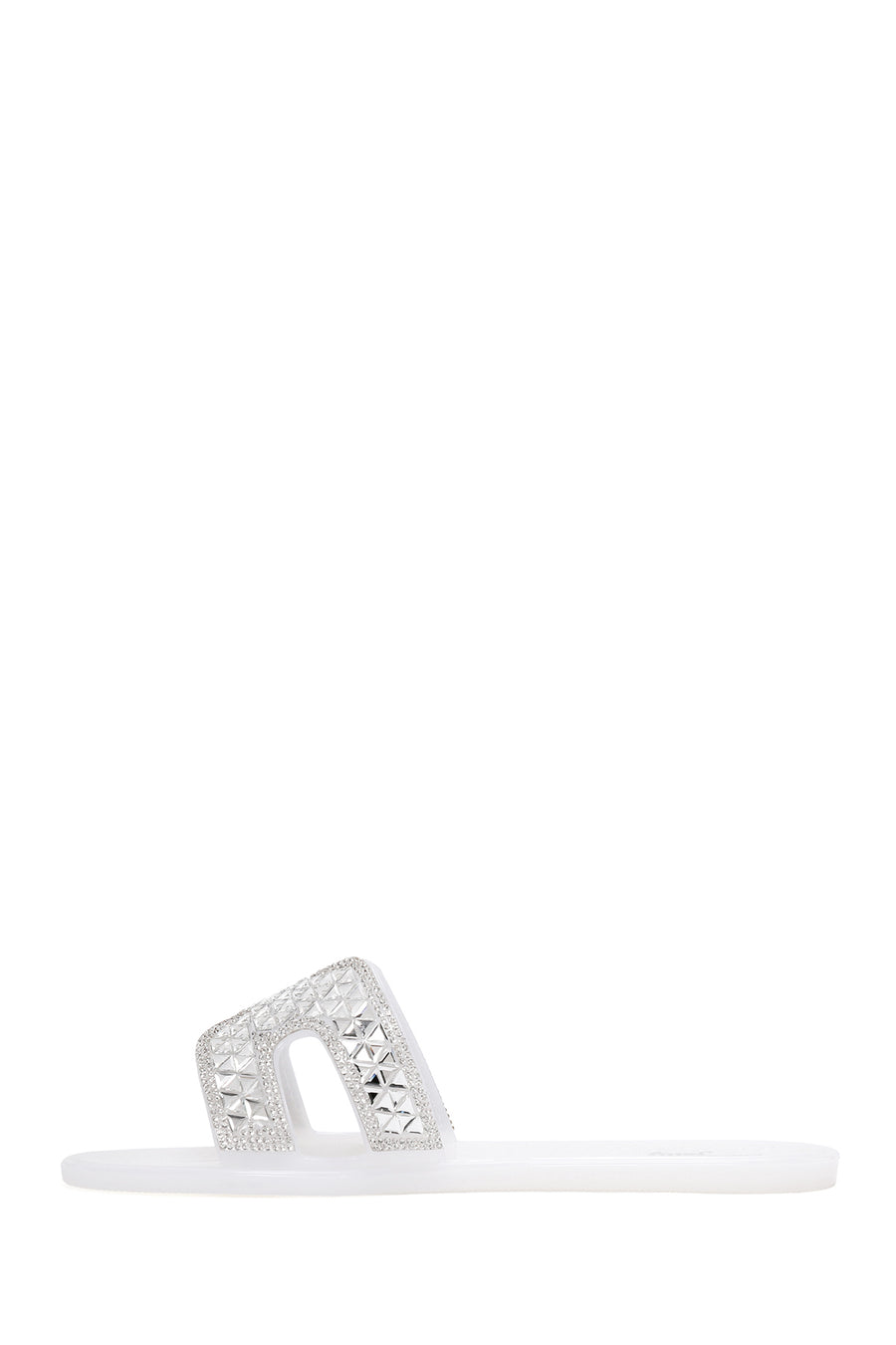 Women's White Stone Jelly Slippers