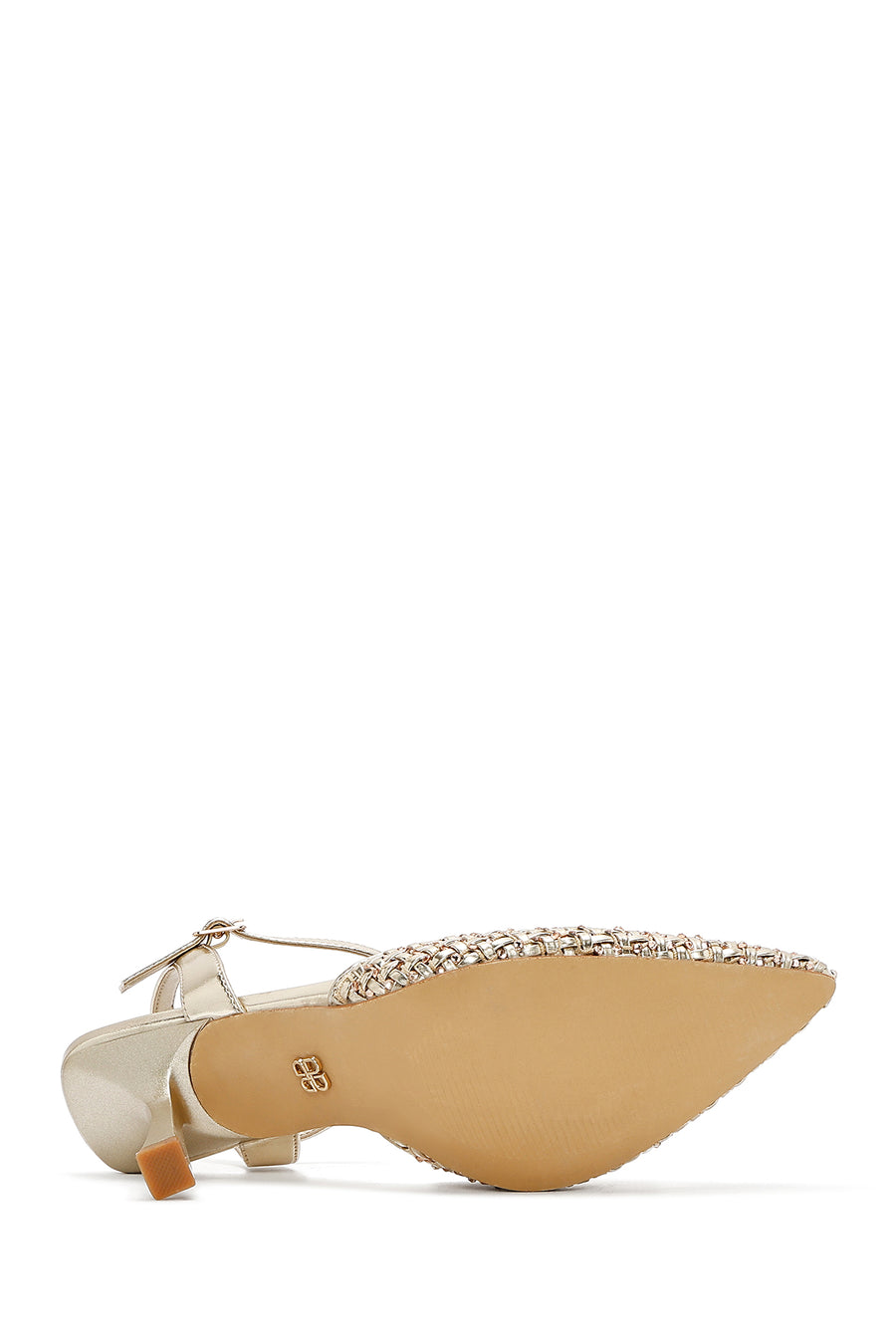 Women's Gold Ankle Buckle Braided Thin Heeled Shoes