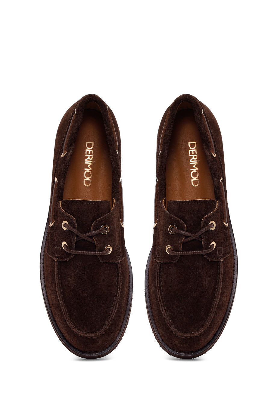 Woman Brown Lace-up Suede Casual Shoes