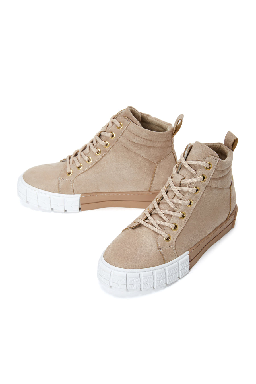 Women's Beige Suede High Top Sneaker