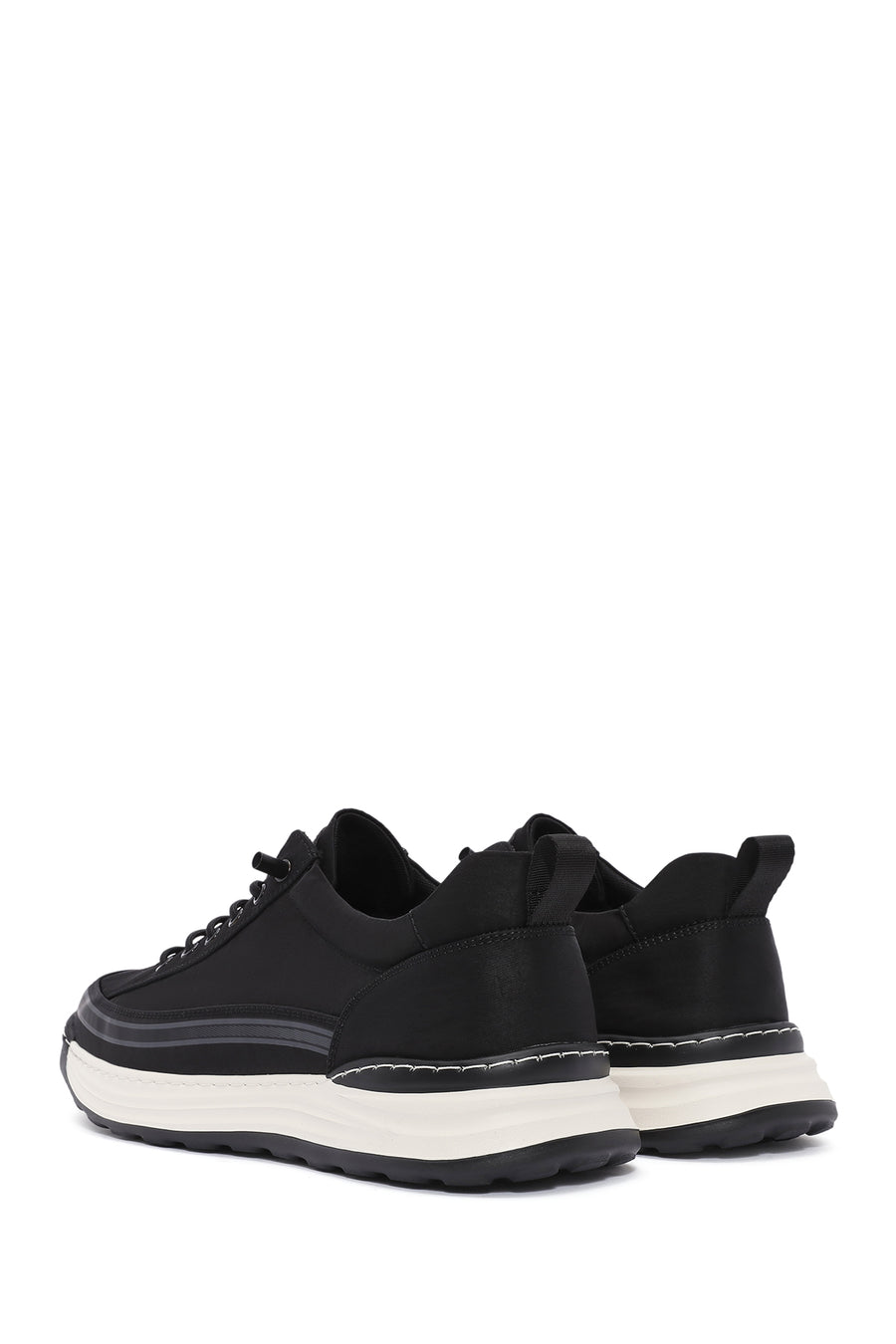 Men's Black Lace-Up Fabric Sneakers