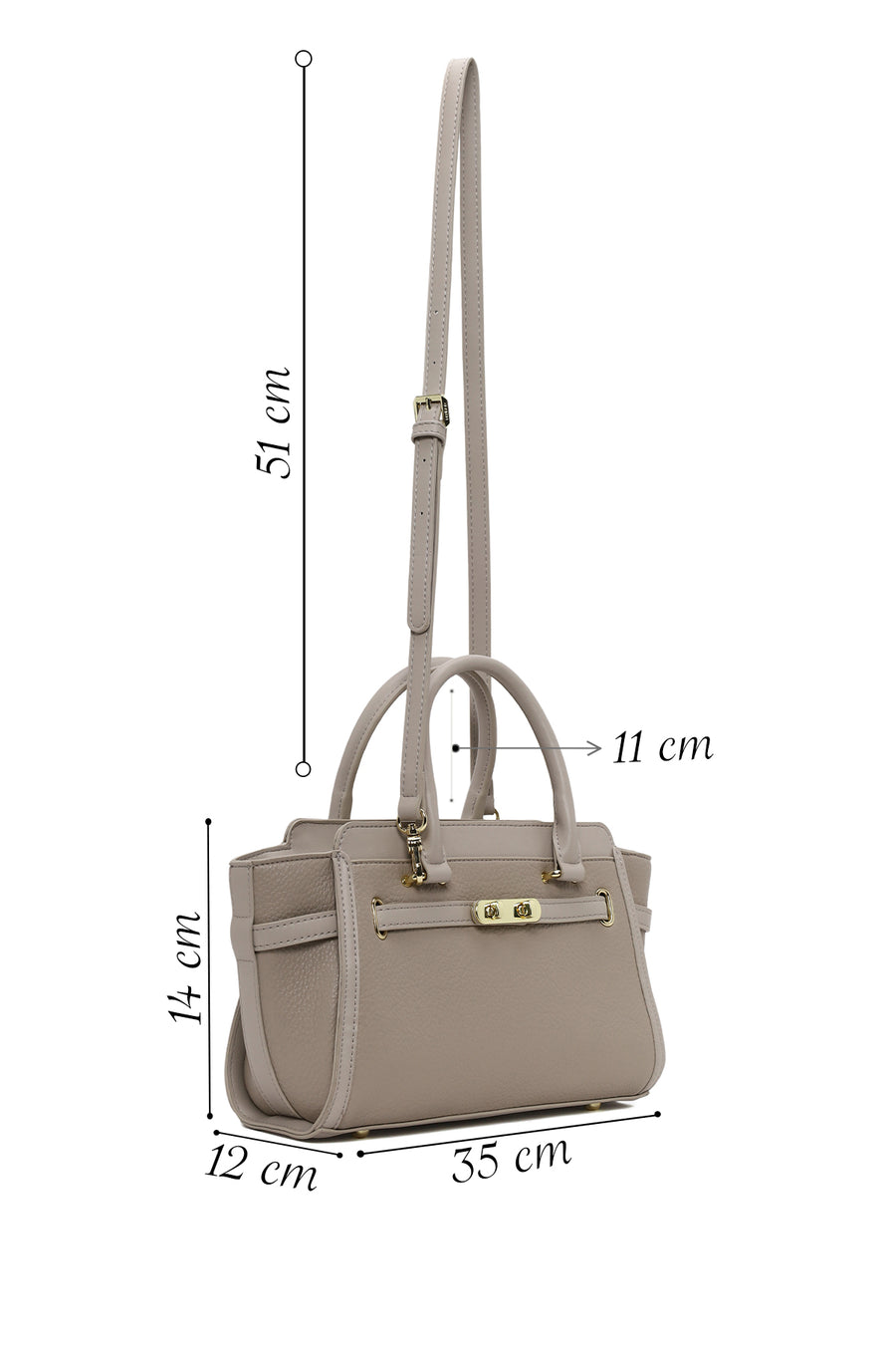 Woman Beige Long-Strap Classic Shoulder Bag