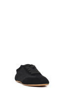 Kadın Siyah Bağcıklı Taşlı Süet Deri Sneaker | Derimod