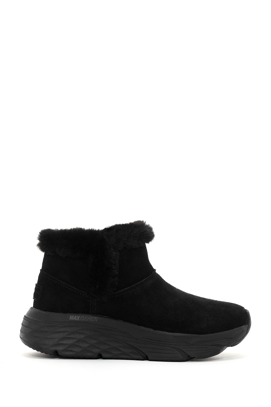 Skechers Women's Black Max Cushioning Suede Leather Thick Soled Casual Boots 144355 BBK | Derimod