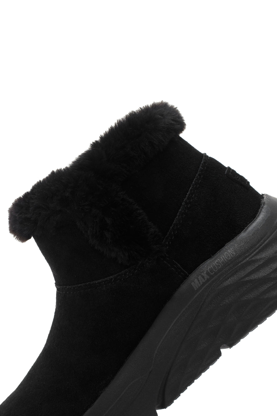 Skechers Women's Black Max Cushioning Suede Leather Thick Soled Casual Boots