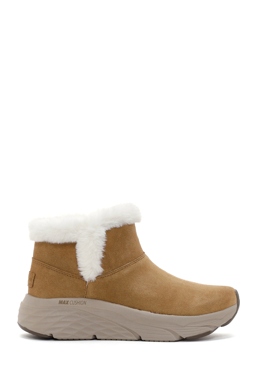 Skechers Women's Tan Max Cushioning Suede Leather Thick Soled Casual Boots 144355 CSNT | Derimod
