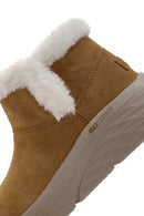 Skechers Women's Tan Max Cushioning Suede Leather Thick Soled Casual Boots | Derimod