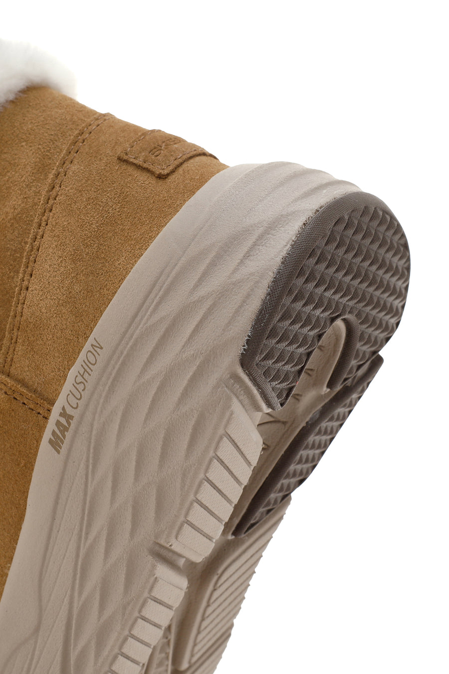 Skechers Women's Tan Max Cushioning Suede Leather Thick Soled Casual Boots