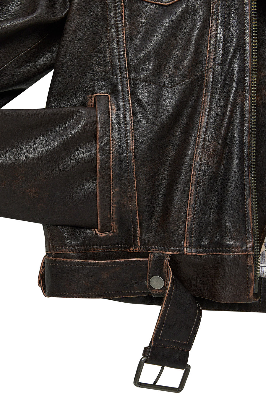 Lugano Kadın Kahverengi Vintage Biker Deri Ceket