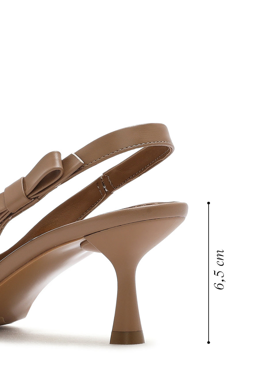 Women's Camel Slingback Thin Heel Leather Shoes