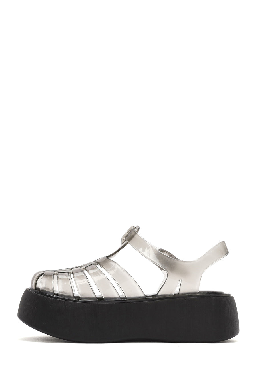 Women's Black Ankle Buckle Thick Soled Jelly Sandals