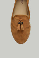 Mustard Women's Leather Espadrille with Tassel Detail | Derimod