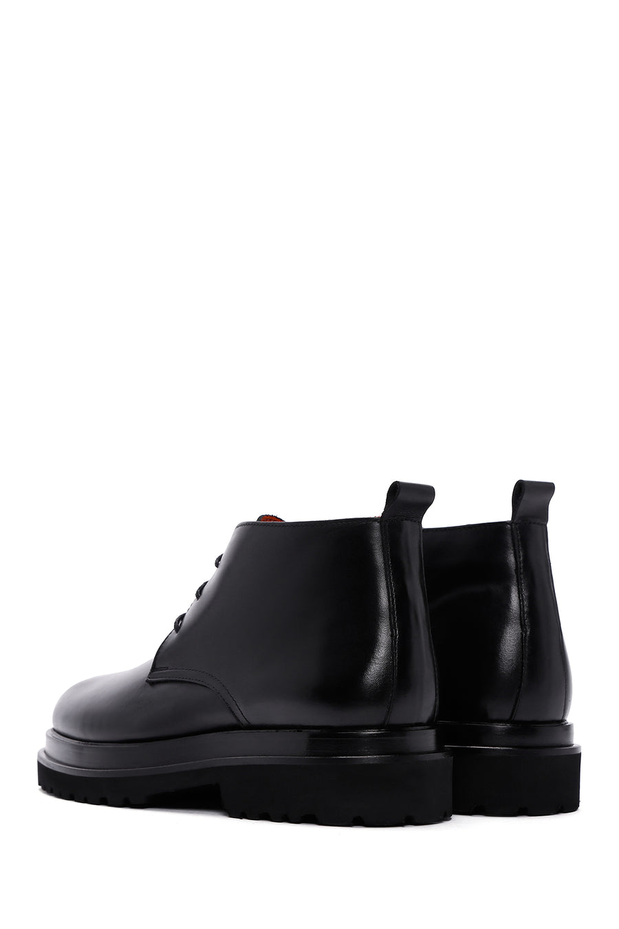 Men's Black Thick Soled Leather Boots