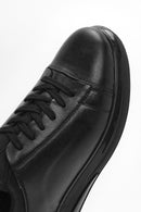 Erkek Siyah Bağcıklı Deri Sneaker | Derimod