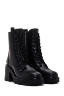 Women's Black Leather Heeled Boots | Derimod