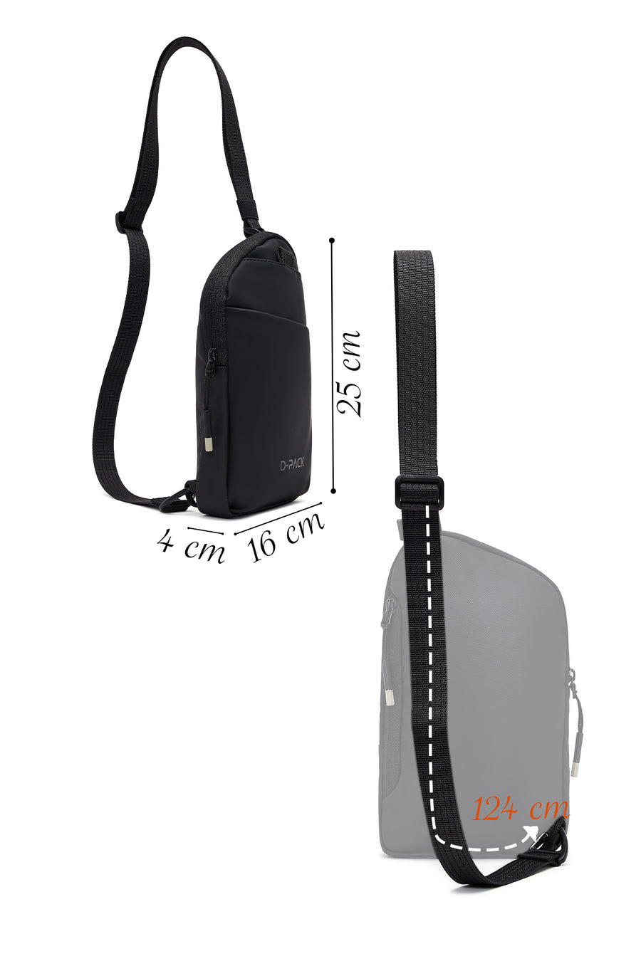 D-Pack Men's Black Mini Fabric Crossbody Bag