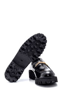 Women's Leather Patent Leather Buckle Loafer | Derimod