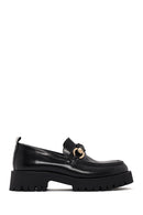 Women's Black Leather Patent Leather Masculine Loafer | Derimod