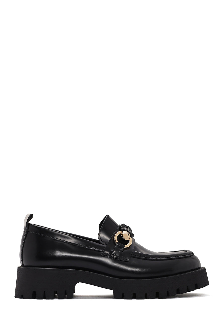 Women's Black Leather Patent Leather Masculine Loafer 23WFD186222 | Derimod