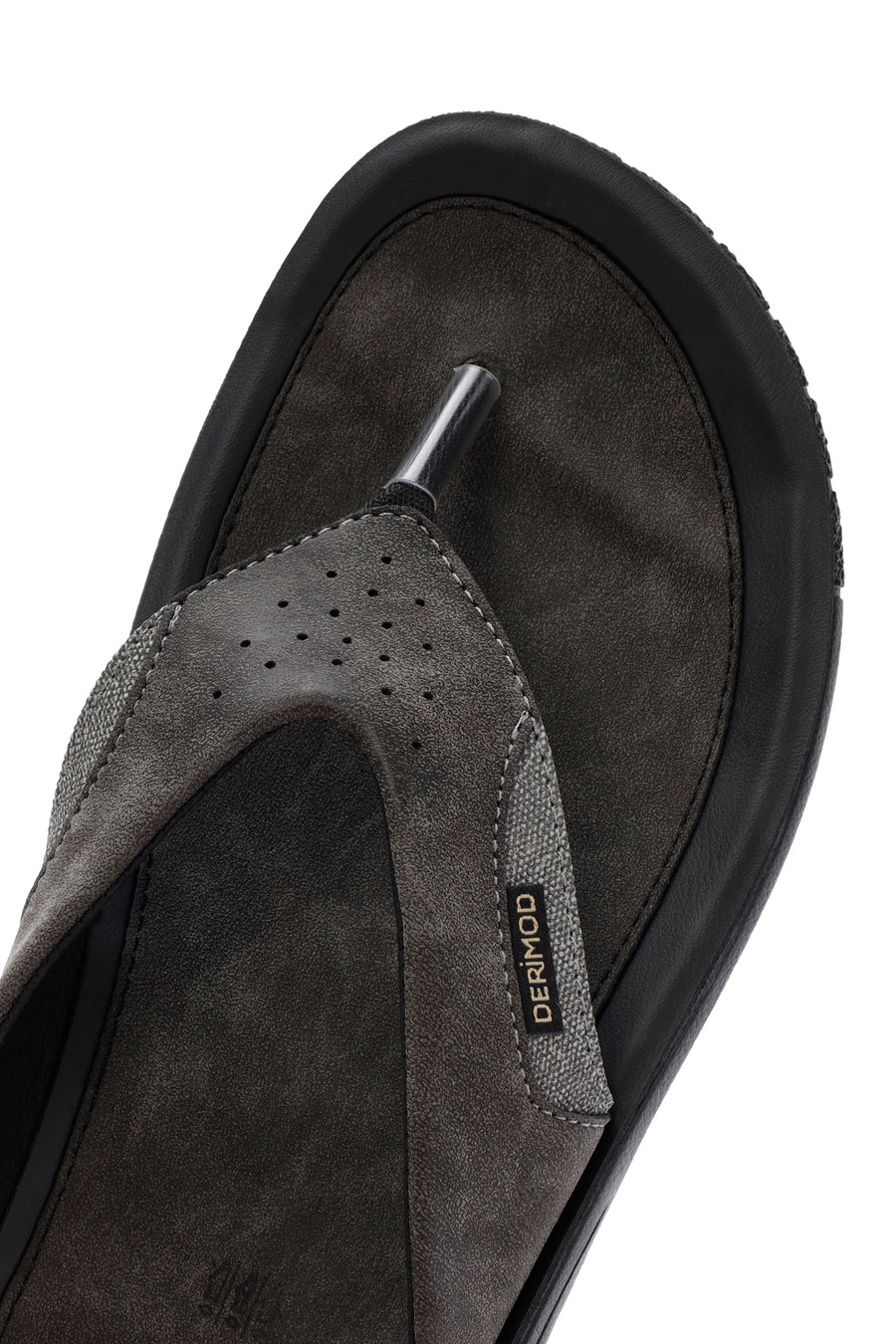 Men's Gray Flip Flop Nubuck Leather Slippers