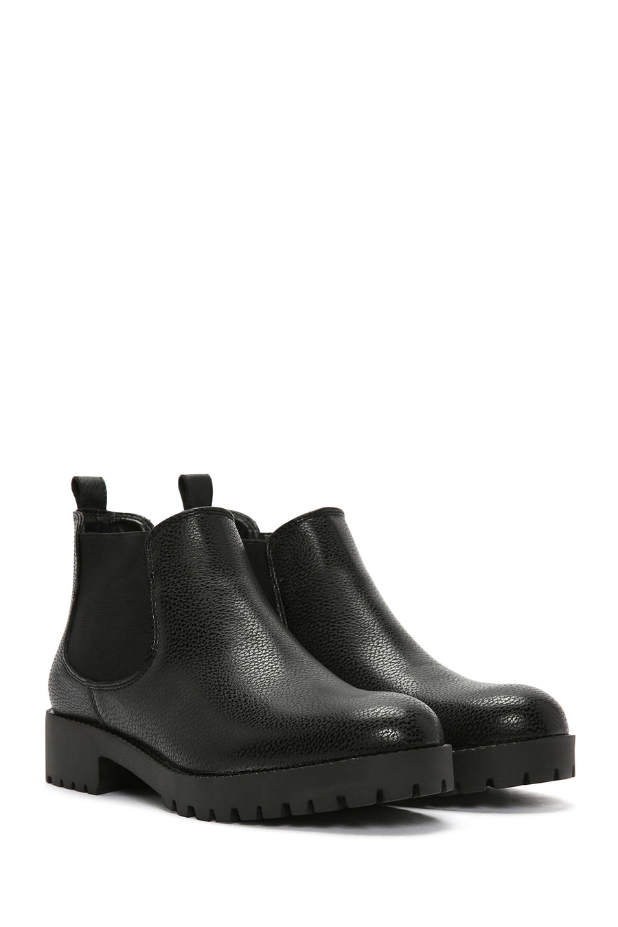 Women's Black Leather Casual Short Chelsea Boots