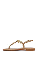 Women's Brown Ankle Buckle Flip-Flop Leather Sandals | Derimod