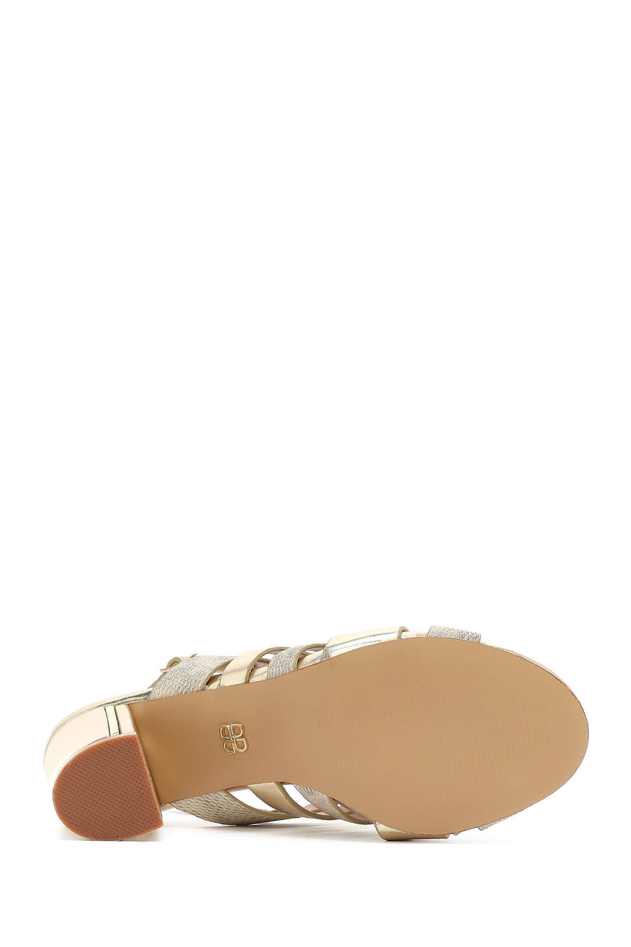 Women's Gold Ankle Buckle Chunky Heel Metallic Sandals