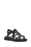Women's Black Strappy Leather Sandals | Derimod