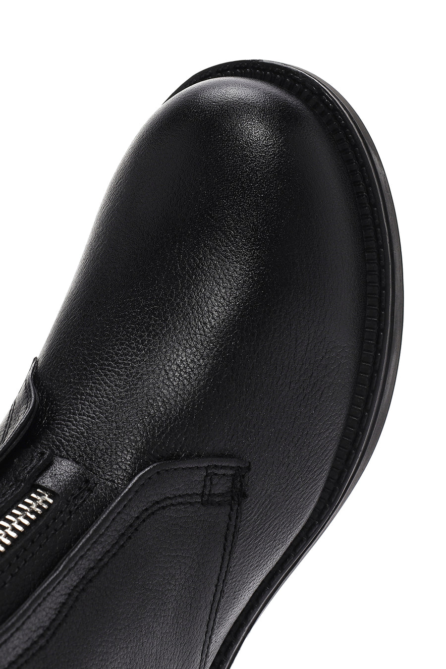 Women's Black Leather Zippered Boots