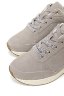Woman Gray Lace-Up Wedge Heel Suede Shoes | Derimod