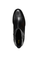 Geox Women's Black New Asheel Zippered Thick Heel Leather Boots | Derimod