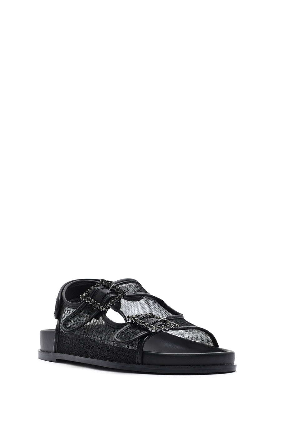 Women's Black Stone Buckle Sandals