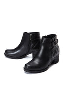 Women's Black Leather Heeled Bootie | Derimod