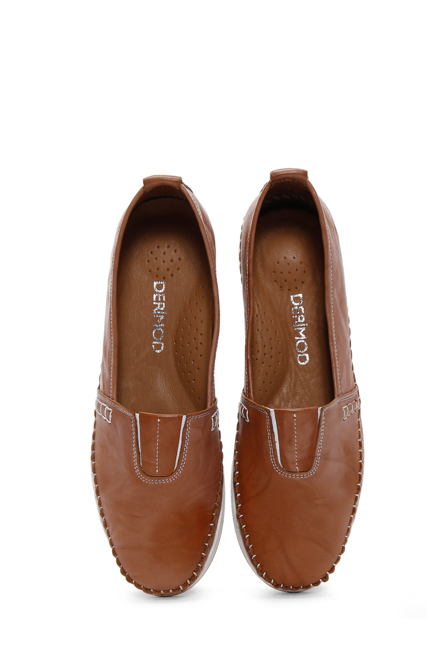 Women's Tan Thick Soled Leather Comfort Loafer