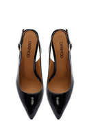 Woman Black Backless Chunky-Heeled Leather Shoes | Derimod