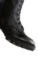 Women's Black Leather Zippered Heeled Boots | Derimod