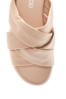 Women's Beige Leather Casual Flat Slippers | Derimod