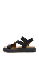 Women's Black Ankle Strap Thick-Sole Leather Sandals | Derimod