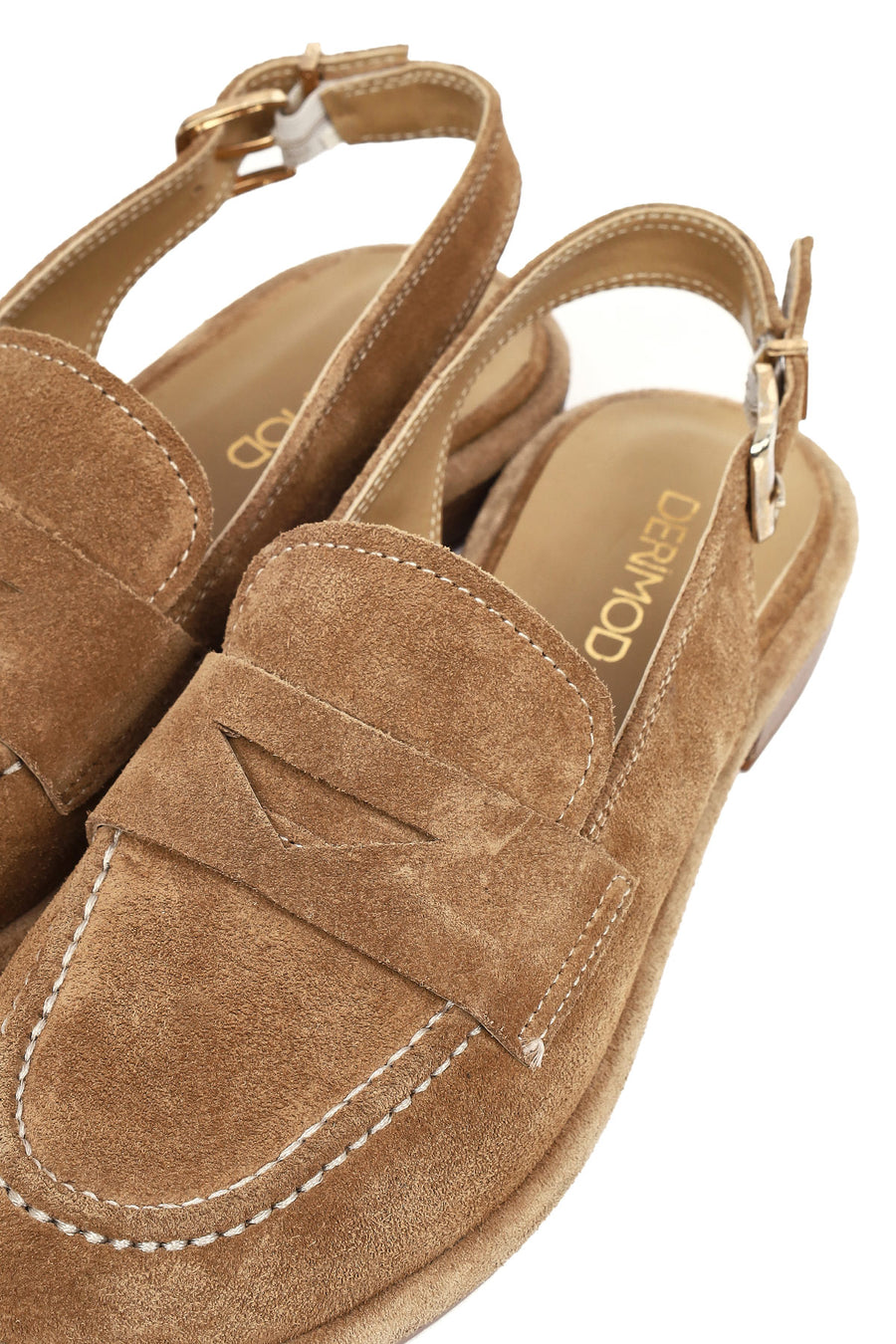 Women's Beige Backless Suede Leather Loafer